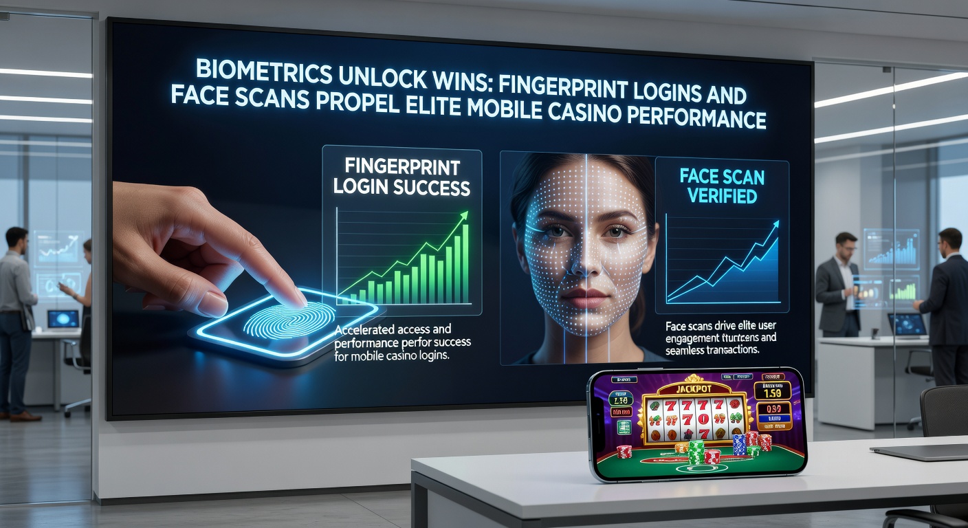 Close-up of a user's finger on a smartphone scanner transitioning to a face unlock on a casino app dashboard with jackpot counters ticking