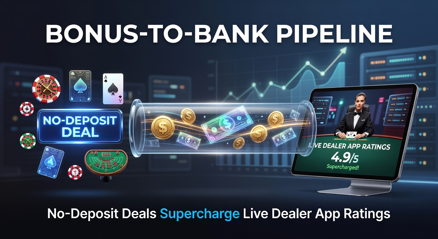 Screenshot of a top-rated live dealer casino app displaying a no-deposit bonus offer and quick withdrawal options on a mobile screen