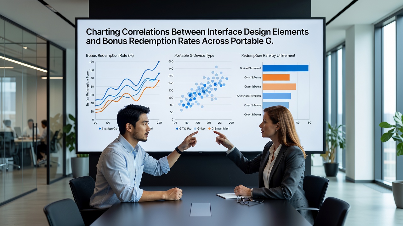Data visualization showing correlations between mobile interface elements and bonus redemption rates on gaming platforms
