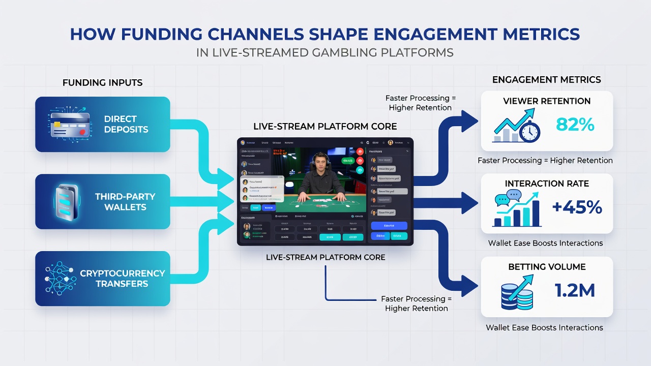 Dashboard displaying engagement metrics segmented by payment method on a live gambling stream
