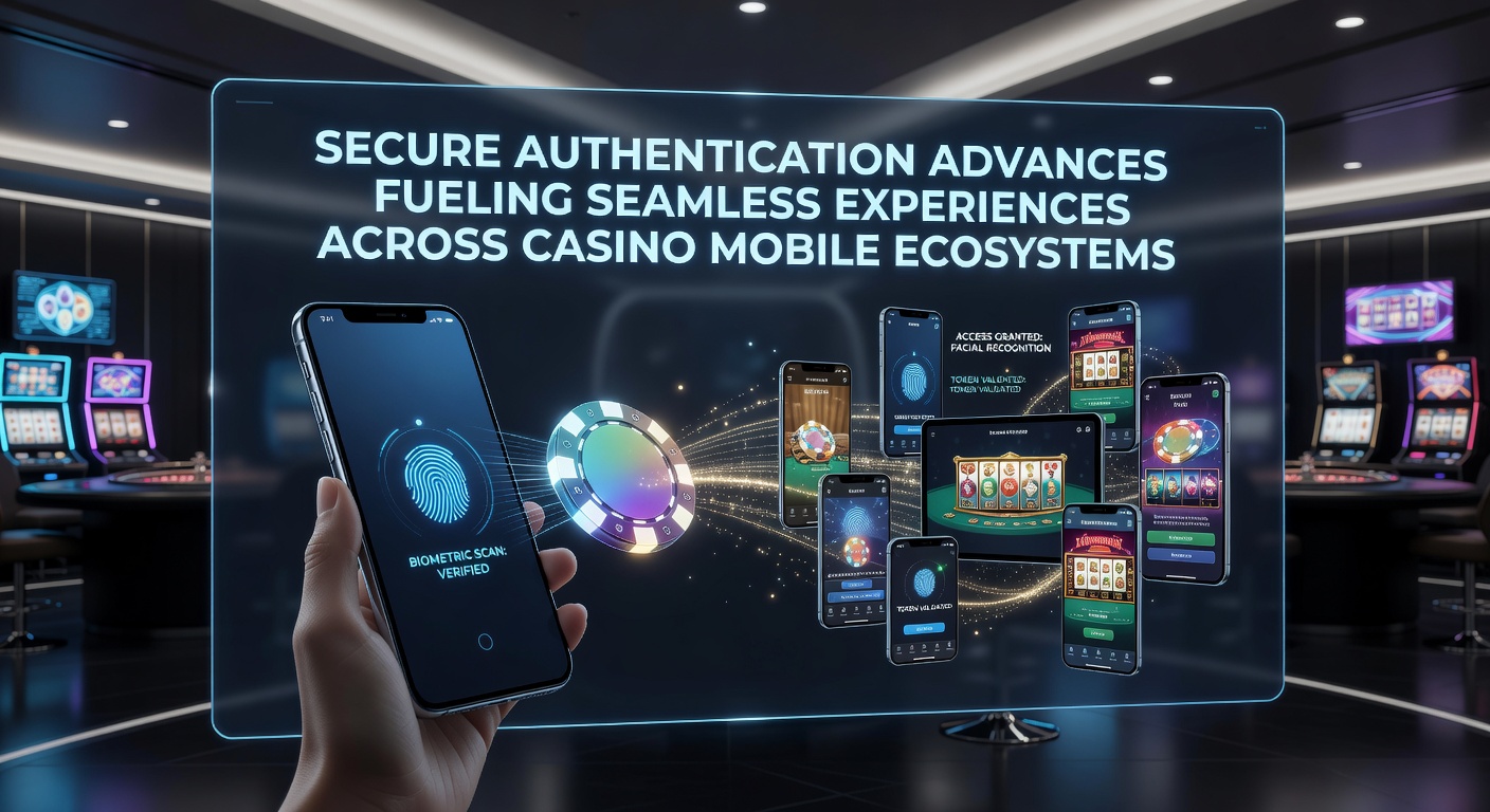 Mobile casino app interface showcasing secure login with biometric authentication on a smartphone screen
