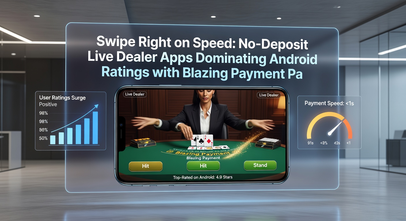 Screenshot of a live dealer app interface showing fast withdrawal options and no-deposit bonus claims on Android