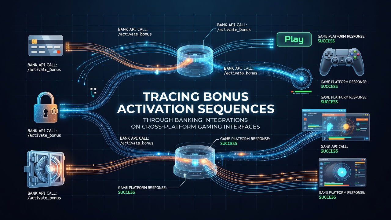Diagram showing data flows between gaming platforms and banking integrations for bonus tracking